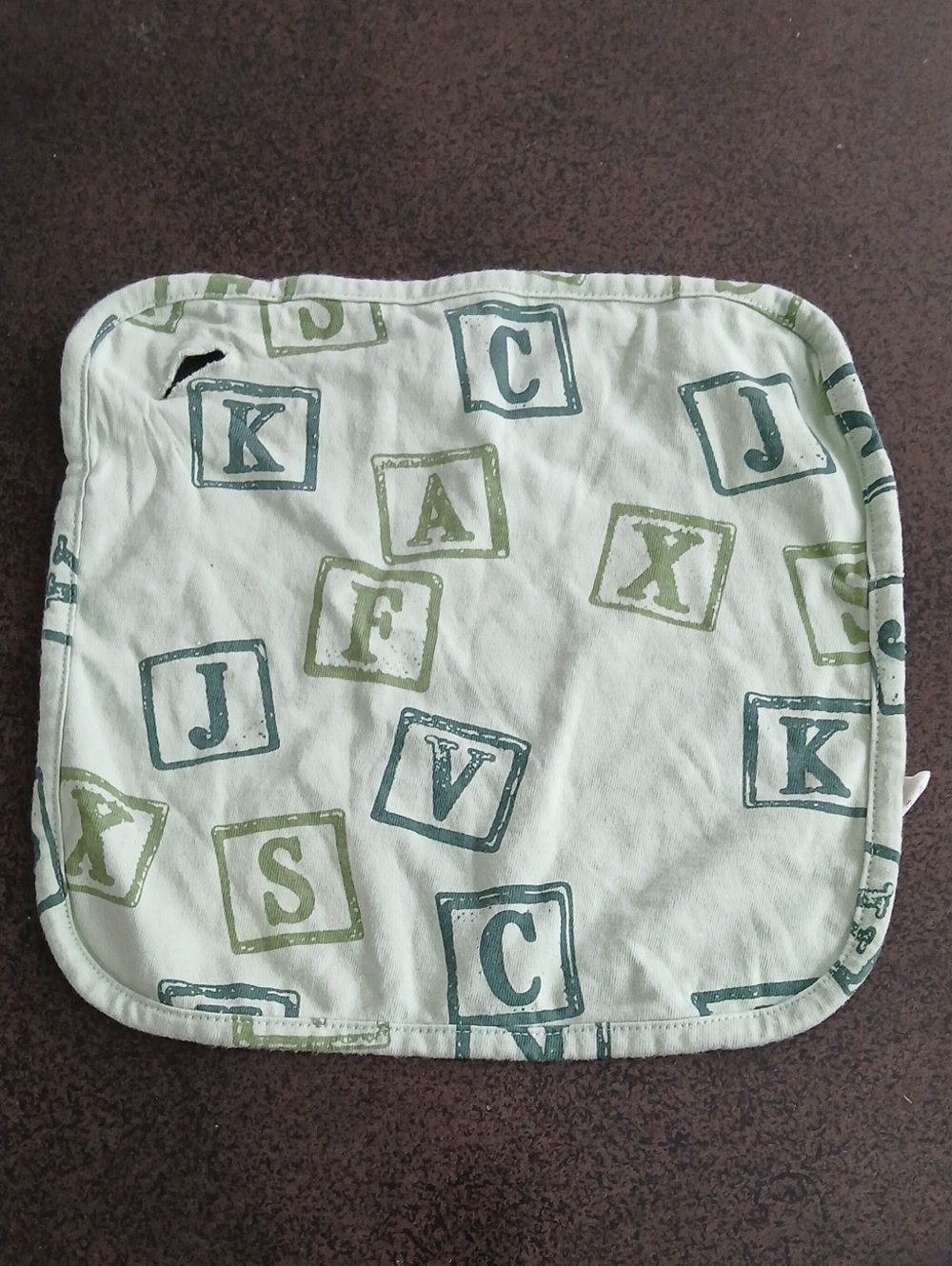kate quinn Kids Bib Pad with Alphabet Blocks Light Green and Teal Organic Cotton